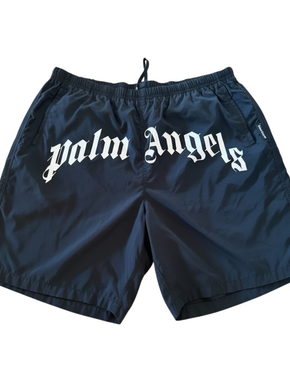 Palm Angels Black Blue Swim Trunks with White Logo